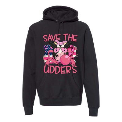 Save The Udders Breast Cancer Awareness Warrior Cow Premium Hoodie