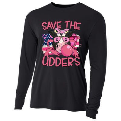 Save The Udders Breast Cancer Awareness Warrior Cow Cooling Performance Long Sleeve Crew