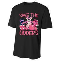 Save The Udders Breast Cancer Awareness Warrior Cow Performance Sprint T-Shirt