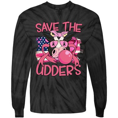 Save The Udders Breast Cancer Awareness Warrior Cow Tie-Dye Long Sleeve Shirt