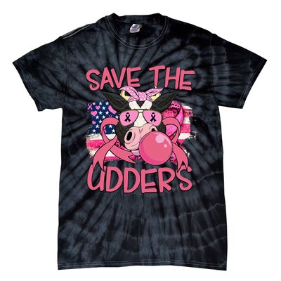 Save The Udders Breast Cancer Awareness Warrior Cow Tie-Dye T-Shirt