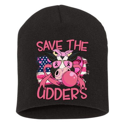 Save The Udders Breast Cancer Awareness Warrior Cow Short Acrylic Beanie