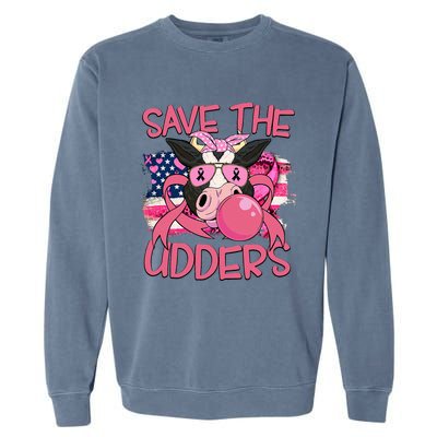 Save The Udders Breast Cancer Awareness Warrior Cow Garment-Dyed Sweatshirt