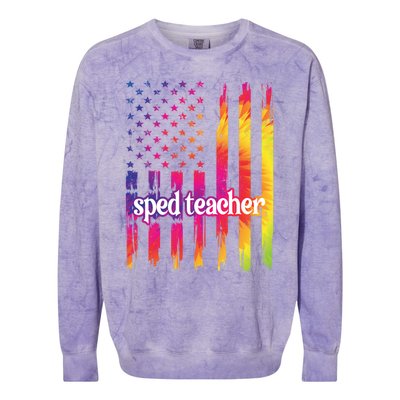 Sped Teacher Us Flag Special Education Teacher Gift Colorblast Crewneck Sweatshirt