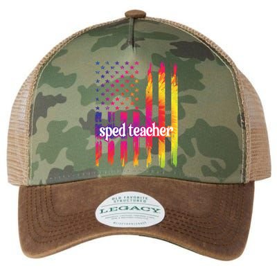 Sped Teacher Us Flag Special Education Teacher Gift Legacy Tie Dye Trucker Hat