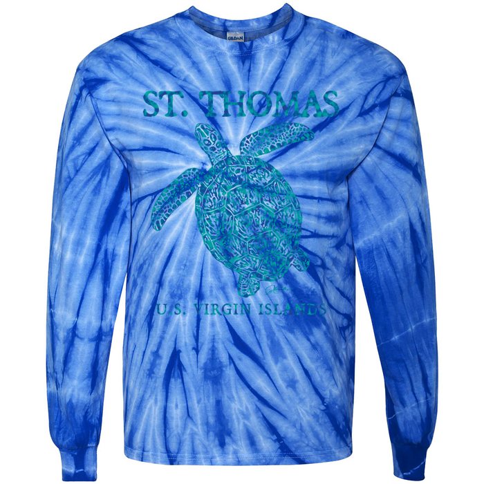 St Thomas Us Virgin Islands Sea Turtle Gift Tie-Dye Long Sleeve Shirt