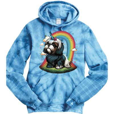 Shih Tzu Unicorn On Rainbow Unicorn Shih Tzu Tie Dye Hoodie