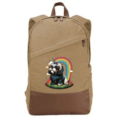Shih Tzu Unicorn On Rainbow Unicorn Shih Tzu Cotton Canvas Backpack