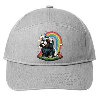 Shih Tzu Unicorn On Rainbow Unicorn Shih Tzu 7-Panel Snapback Hat