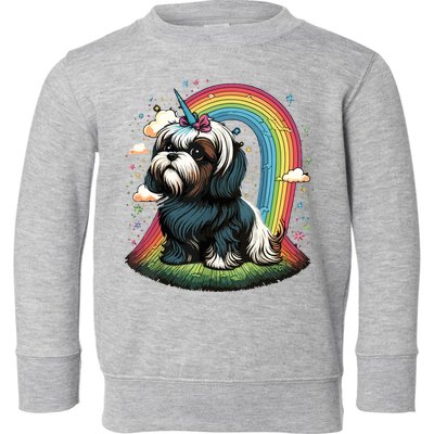 Shih Tzu Unicorn On Rainbow Unicorn Shih Tzu Toddler Sweatshirt