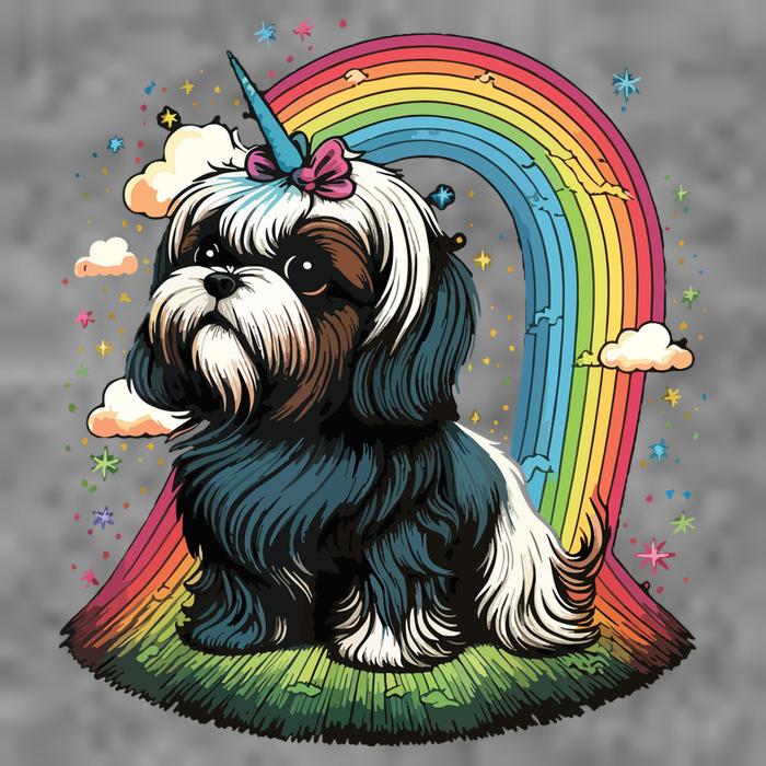 Shih Tzu Unicorn On Rainbow Unicorn Shih Tzu Tall Hoodie