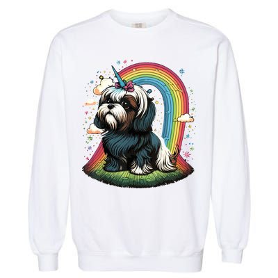 Shih Tzu Unicorn On Rainbow Unicorn Shih Tzu Garment-Dyed Sweatshirt