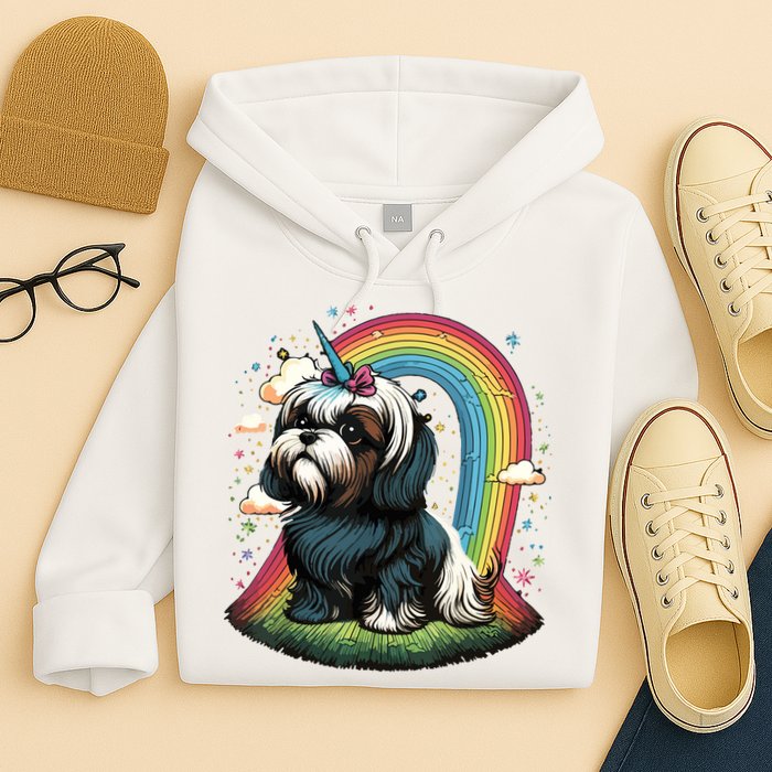 Shih Tzu Unicorn On Rainbow Unicorn Shih Tzu Hoodie