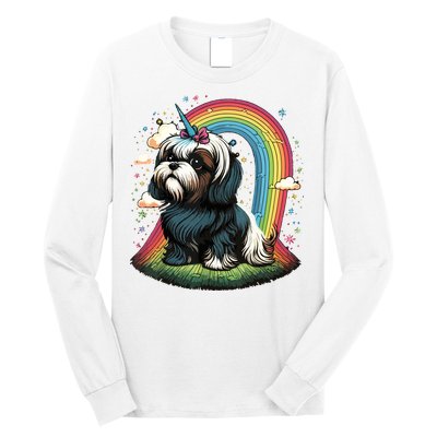 Shih Tzu Unicorn On Rainbow Unicorn Shih Tzu Long Sleeve Shirt
