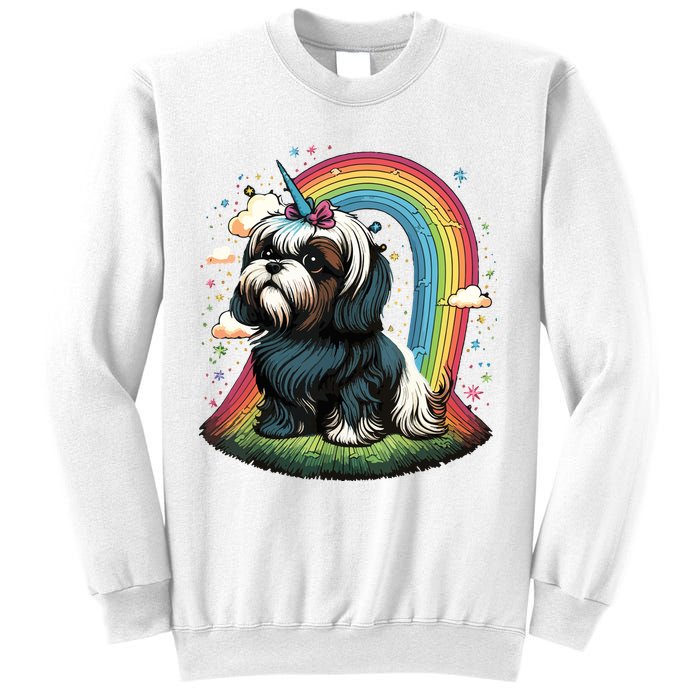 Shih Tzu Unicorn On Rainbow Unicorn Shih Tzu Sweatshirt