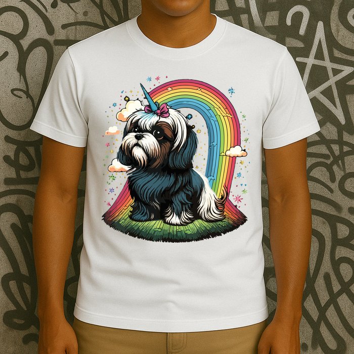 Shih Tzu Unicorn On Rainbow Unicorn Shih Tzu T-Shirt