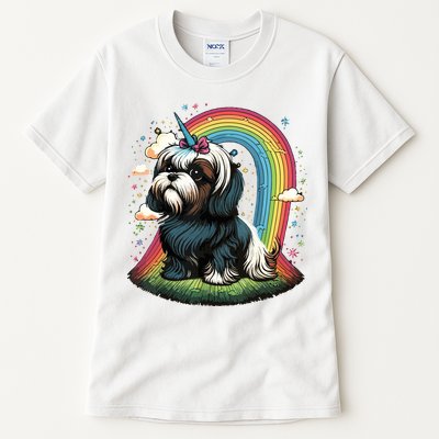 Shih Tzu Unicorn On Rainbow Unicorn Shih Tzu Tall T-Shirt