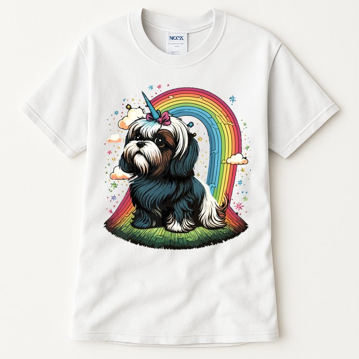 Shih Tzu Unicorn On Rainbow Unicorn Shih Tzu Tall T-Shirt