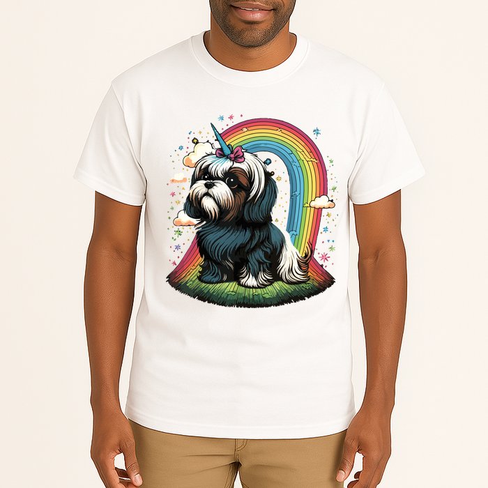 Shih Tzu Unicorn On Rainbow Unicorn Shih Tzu Tall T-Shirt