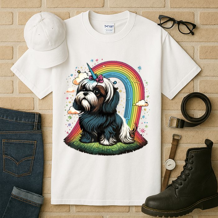 Shih Tzu Unicorn On Rainbow Unicorn Shih Tzu Tall T-Shirt