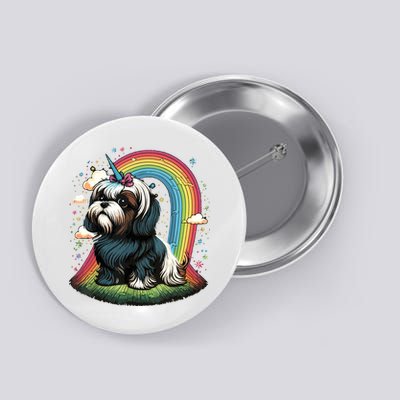 Shih Tzu Unicorn On Rainbow Unicorn Shih Tzu Button
