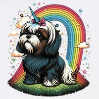 Shih Tzu Unicorn On Rainbow Unicorn Shih Tzu Button
