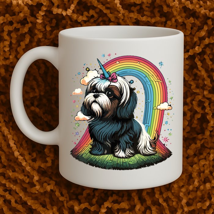 Shih Tzu Unicorn On Rainbow Unicorn Shih Tzu Mug