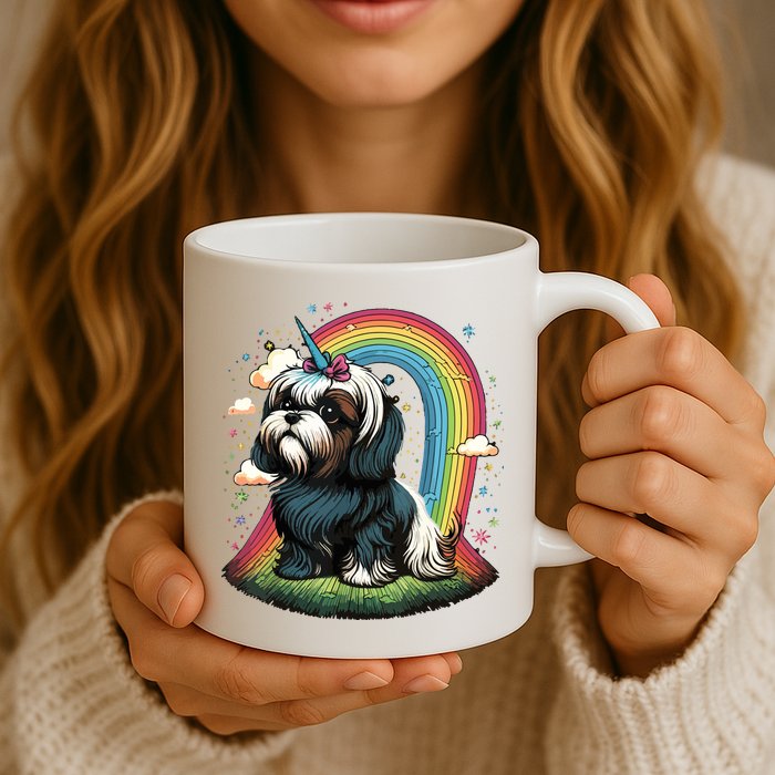 Shih Tzu Unicorn On Rainbow Unicorn Shih Tzu Mug