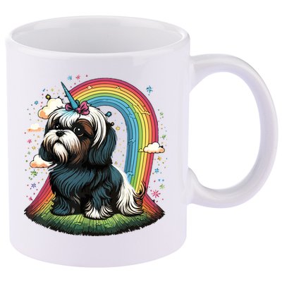 Shih Tzu Unicorn On Rainbow Unicorn Shih Tzu 11oz C Handle Ceramic Mug