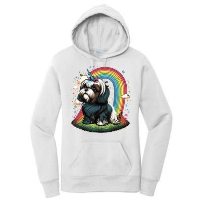 Shih Tzu Unicorn On Rainbow Unicorn Shih Tzu Women's Pullover Hoodie