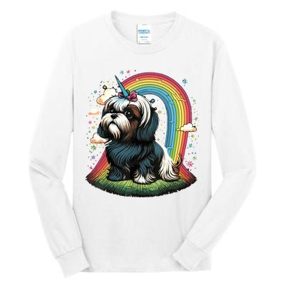 Shih Tzu Unicorn On Rainbow Unicorn Shih Tzu Tall Long Sleeve T-Shirt