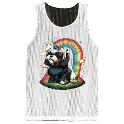 Shih Tzu Unicorn On Rainbow Unicorn Shih Tzu Mesh Reversible Basketball Jersey Tank