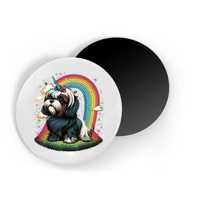 Shih Tzu Unicorn On Rainbow Unicorn Shih Tzu Magnet