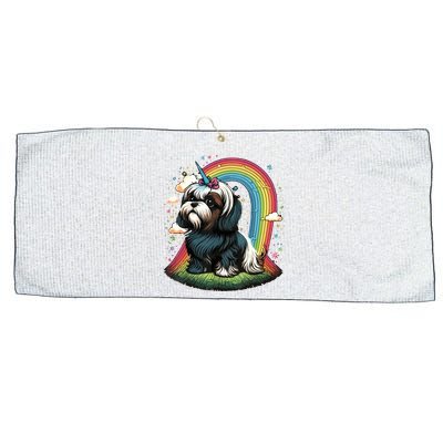 Shih Tzu Unicorn On Rainbow Unicorn Shih Tzu Large Microfiber Waffle Golf Towel