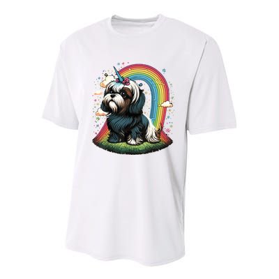 Shih Tzu Unicorn On Rainbow Unicorn Shih Tzu Youth Performance Sprint T-Shirt