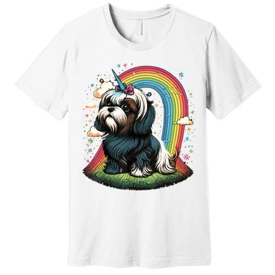 Shih Tzu Unicorn On Rainbow Unicorn Shih Tzu Premium T-Shirt