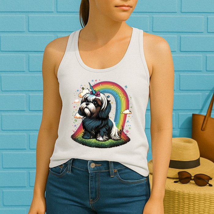 Shih Tzu Unicorn On Rainbow Unicorn Shih Tzu Womens Tank Top