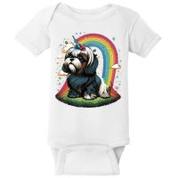 Shih Tzu Unicorn On Rainbow Unicorn Shih Tzu Baby Bodysuit