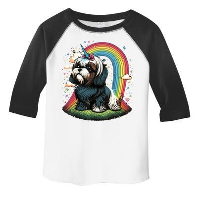 Shih Tzu Unicorn On Rainbow Unicorn Shih Tzu Toddler Fine Jersey T-Shirt