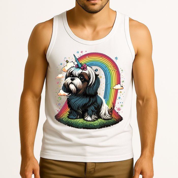 Shih Tzu Unicorn On Rainbow Unicorn Shih Tzu Tank Top