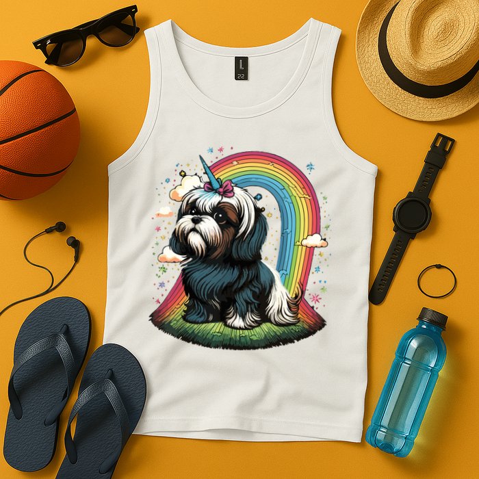 Shih Tzu Unicorn On Rainbow Unicorn Shih Tzu Tank Top