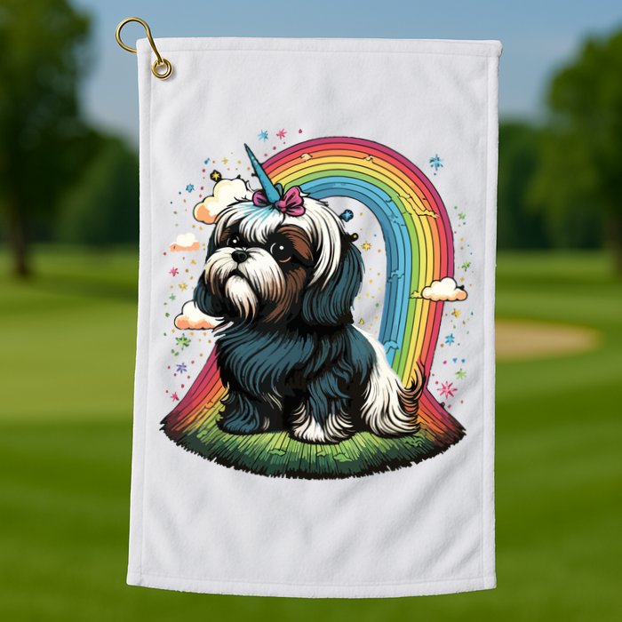 Shih Tzu Unicorn On Rainbow Unicorn Shih Tzu Golf Towel