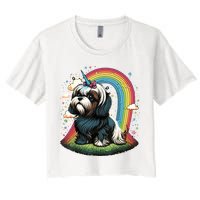 Shih Tzu Unicorn On Rainbow Unicorn Shih Tzu Crop Top