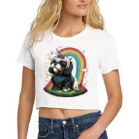 Shih Tzu Unicorn On Rainbow Unicorn Shih Tzu Crop Top