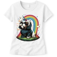 Shih Tzu Unicorn On Rainbow Unicorn Shih Tzu Womens T-Shirt
