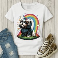 Shih Tzu Unicorn On Rainbow Unicorn Shih Tzu Womens T-Shirt