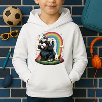Shih Tzu Unicorn On Rainbow Unicorn Shih Tzu Kids Hoodie