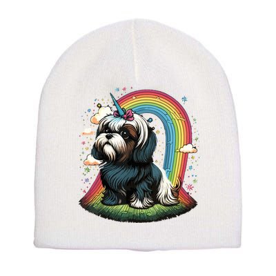 Shih Tzu Unicorn On Rainbow Unicorn Shih Tzu Short Acrylic Beanie