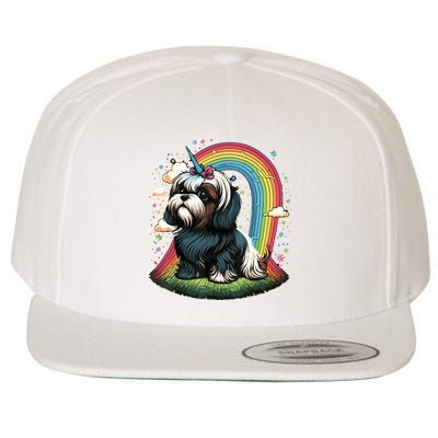 Shih Tzu Unicorn On Rainbow Unicorn Shih Tzu Wool Snapback Cap