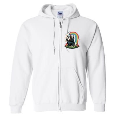 Shih Tzu Unicorn On Rainbow Unicorn Shih Tzu Full Zip Hoodie